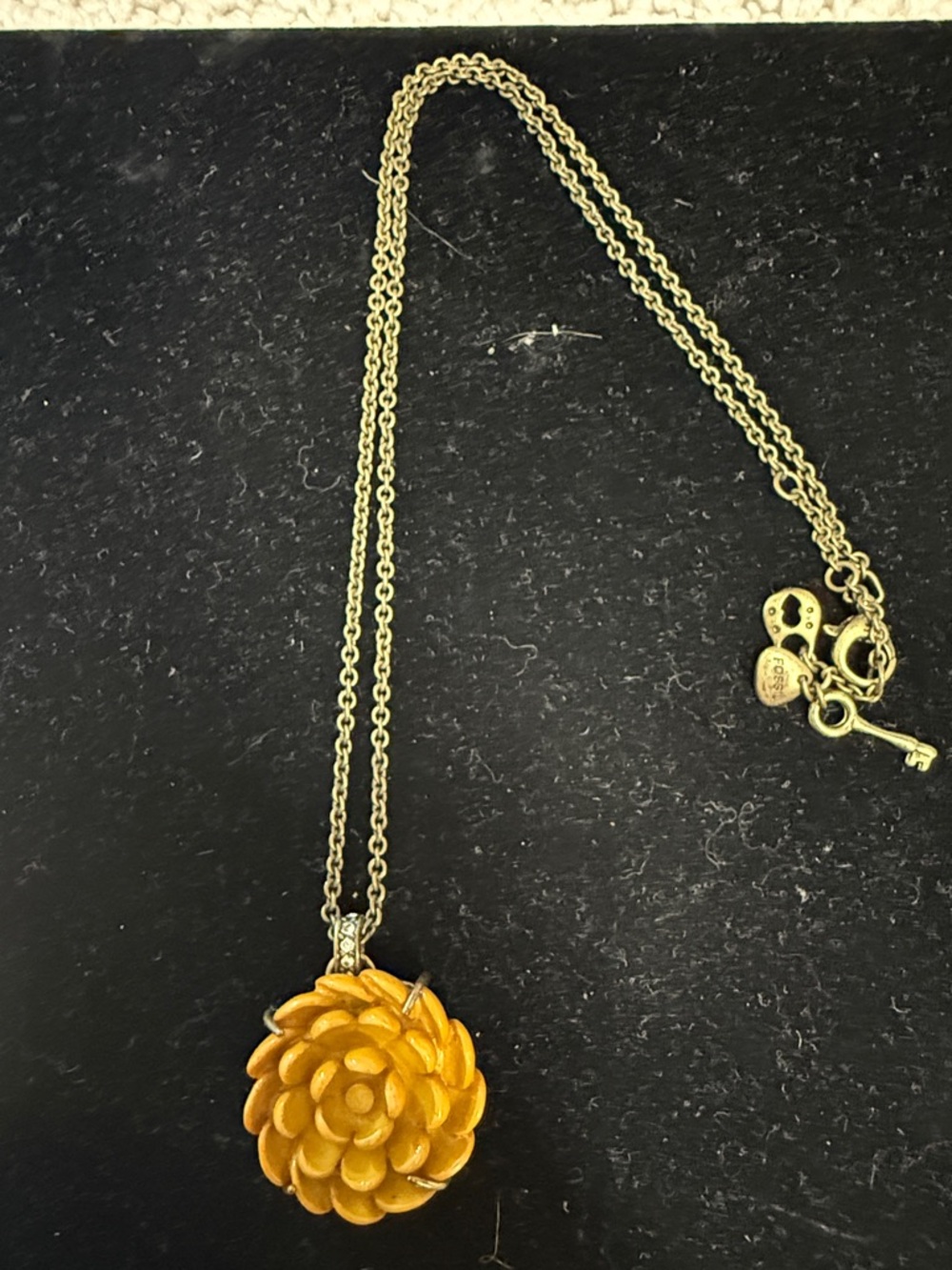 Fossil- Yellow Floral Pendant Necklace - Women Jewelry